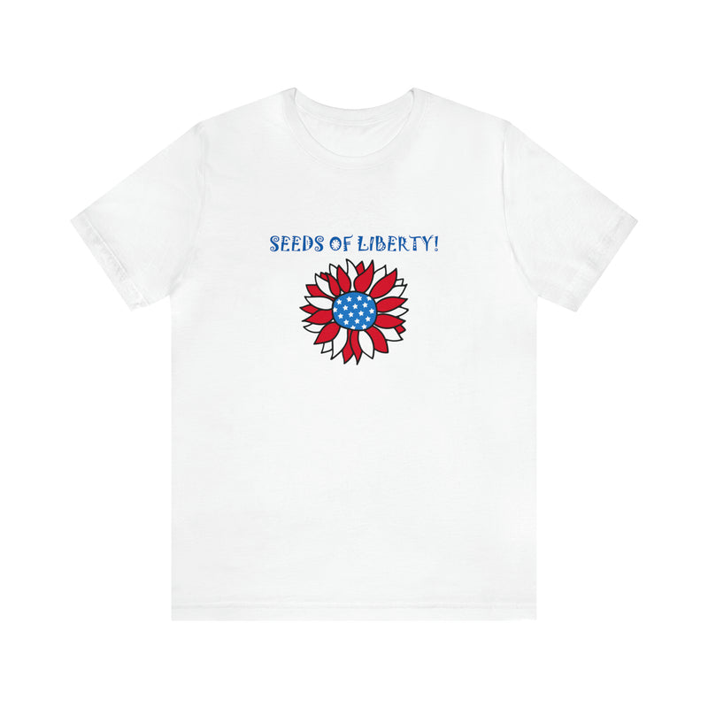 Seeds of Liberty Patriotic Sunflower Jersey Short Sleeve Tee - Soft & Comfortable - Patriotic Clothing - Made in the USA