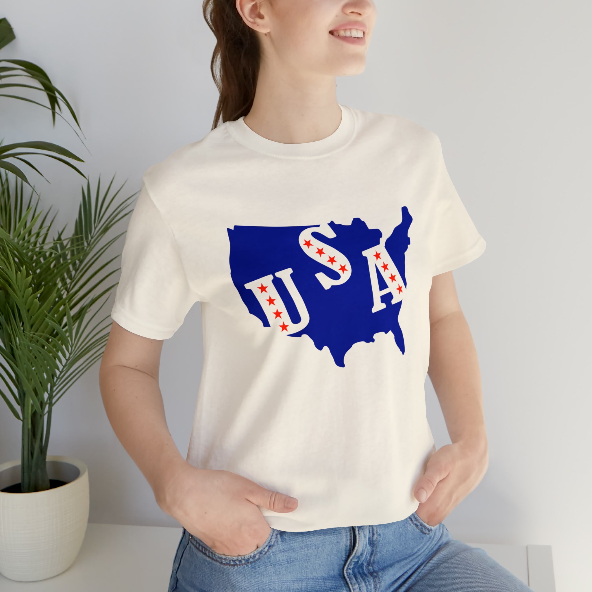 4th of July USA Jersey Short Sleeve Tee - Soft & Comfortable - Patriotic Clothing - Made in the USA