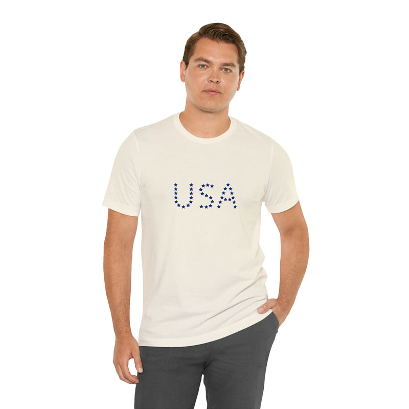 Blue USA Stars Short Sleeve Tee - Patriotic Clothing - Made in the USA