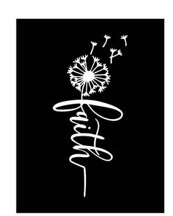 Faith Dandelion Vinyl Decal | 2.1 x 4.5 inch