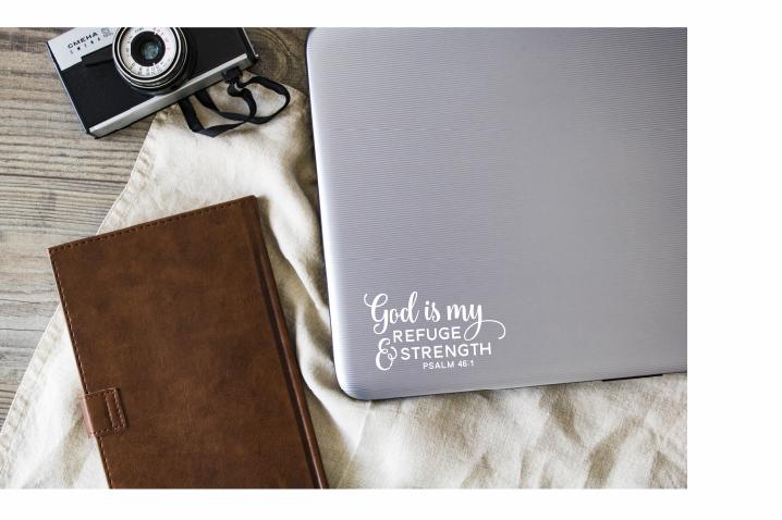 God is My Refuge & Strength Vinyl Decal | 5.5 x 3.1 inch