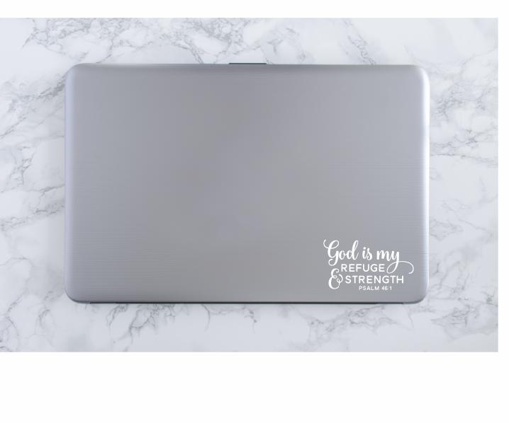 God is My Refuge & Strength Vinyl Decal | 5.5 x 3.1 inch