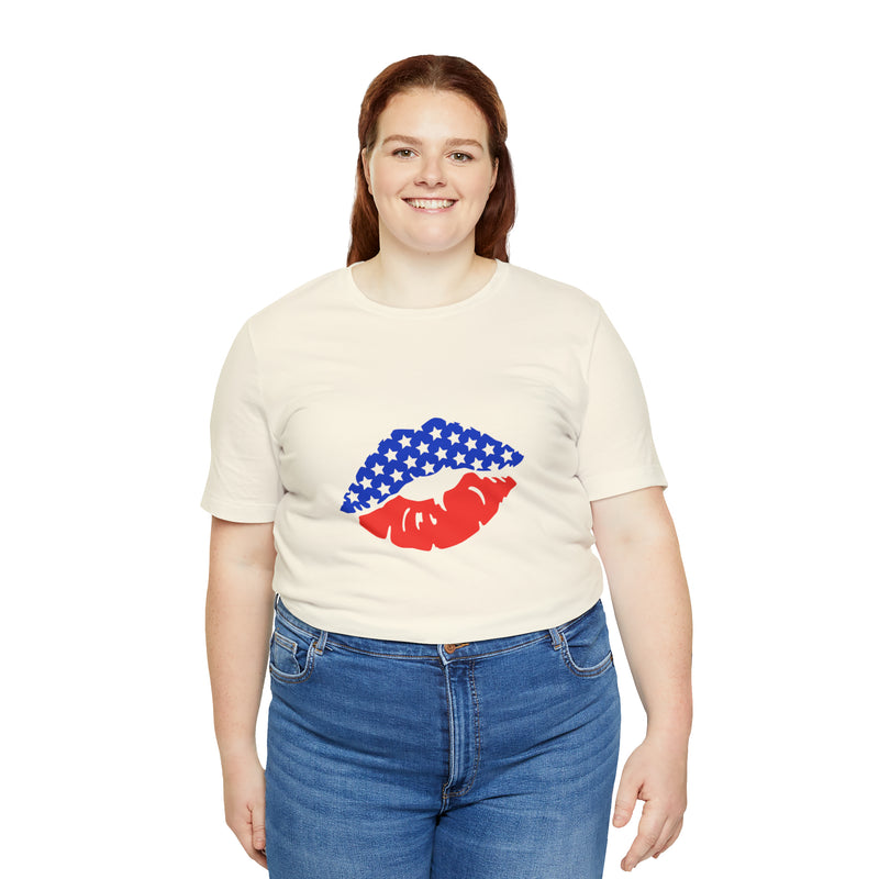 American Lips Short Sleeve Tee - Soft & Comfortable - Patriotic Clothing - Made in the USA