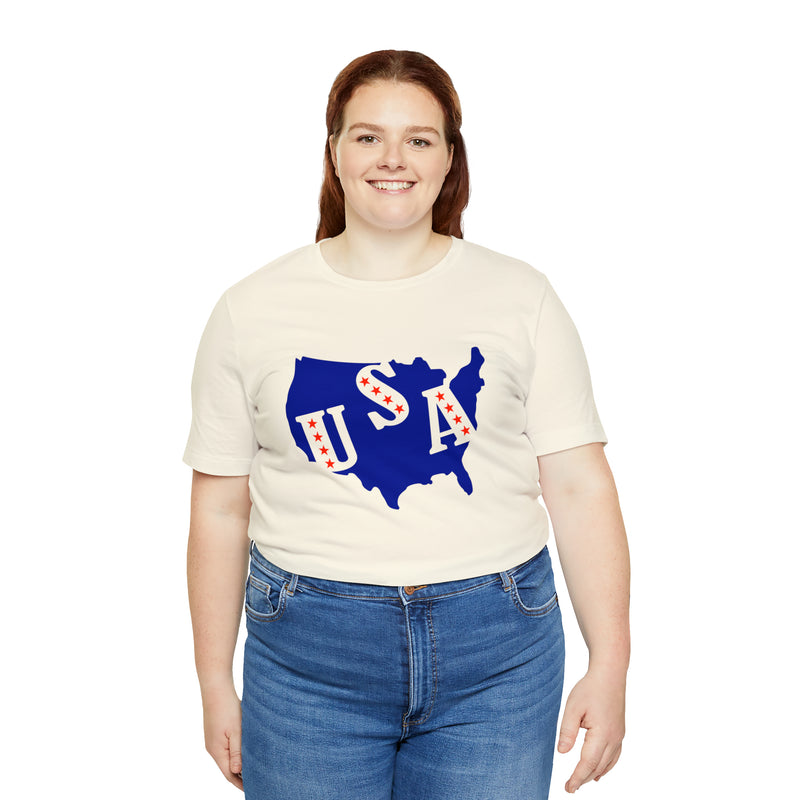 4th of July USA Jersey Short Sleeve Tee - Soft & Comfortable - Patriotic Clothing - Made in the USA