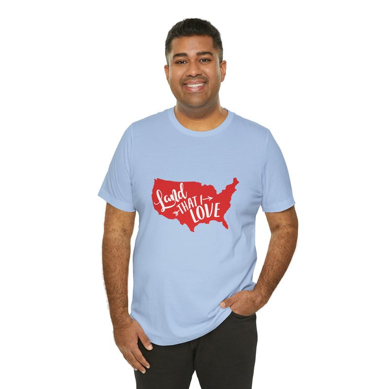 Land That I Love USA Map Jersey Short Sleeve Tee - Soft & Comfortable - Patriotic Clothing - Made in the USA