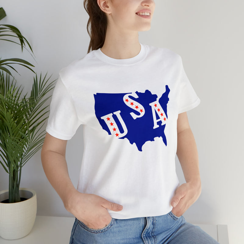 4th of July USA Jersey Short Sleeve Tee - Soft & Comfortable - Patriotic Clothing - Made in the USA