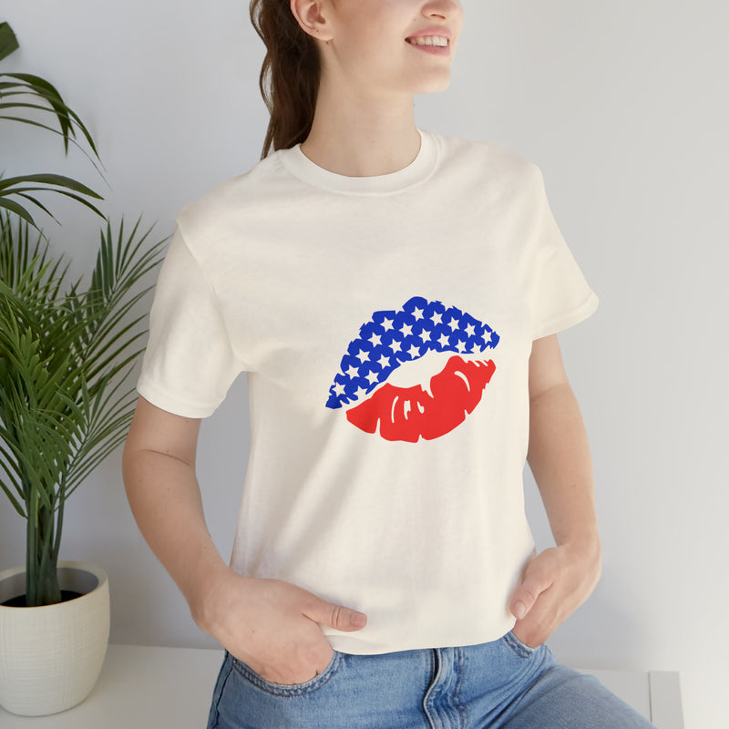 American Lips Short Sleeve Tee - Soft & Comfortable - Patriotic Clothing - Made in the USA