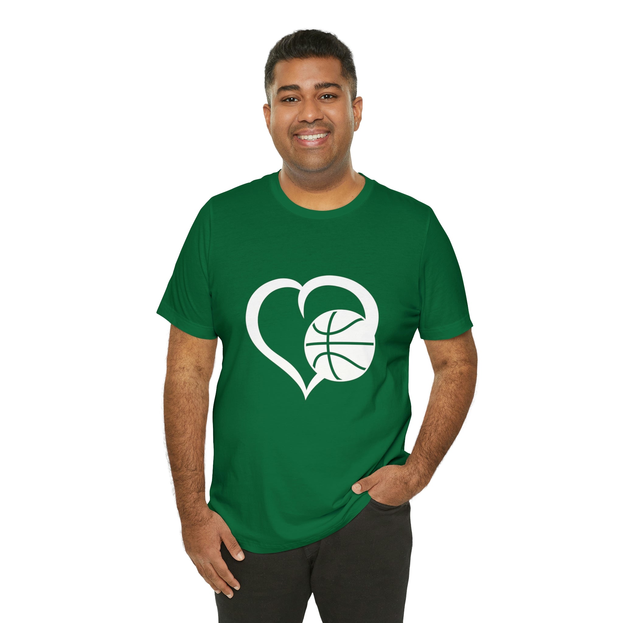 Basketball Heart Short-Sleeve Tee - Cute & Stylish T-Shirt for Basketball Lovers - Soft & Comfortable
