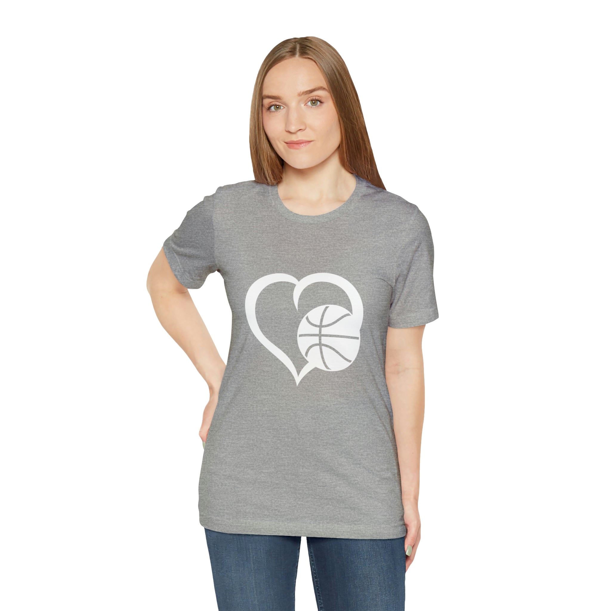 Basketball Heart Short-Sleeve Tee - Cute & Stylish T-Shirt for Basketball Lovers - Soft & Comfortable