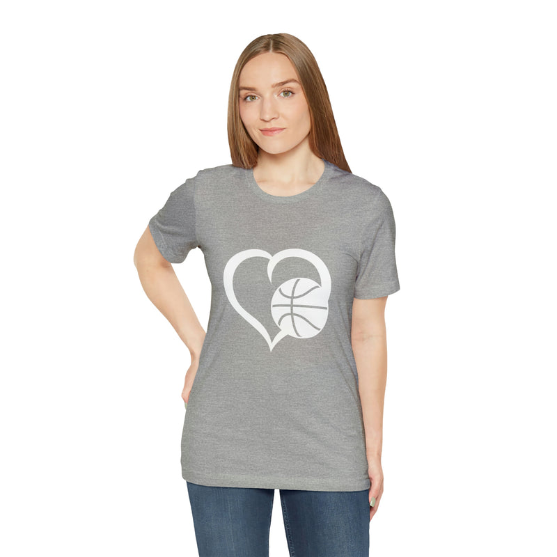 Basketball Heart Short-Sleeve Tee - Cute & Stylish T-Shirt for Basketball Lovers - Soft & Comfortable - Made in the USA