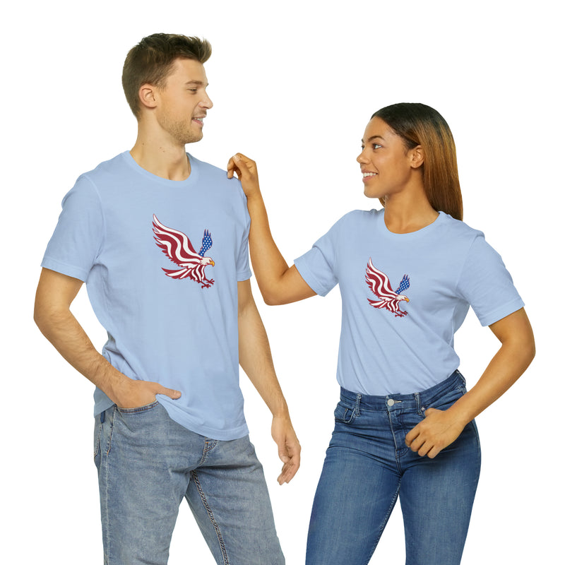 American Flag Bald Eagle Short Sleeve Tee - Soft & Comfortable - Patriotic Clothing - Made in the USA