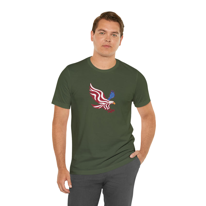 American Flag Bald Eagle Short Sleeve Tee - Soft & Comfortable - Patriotic Clothing - Made in the USA