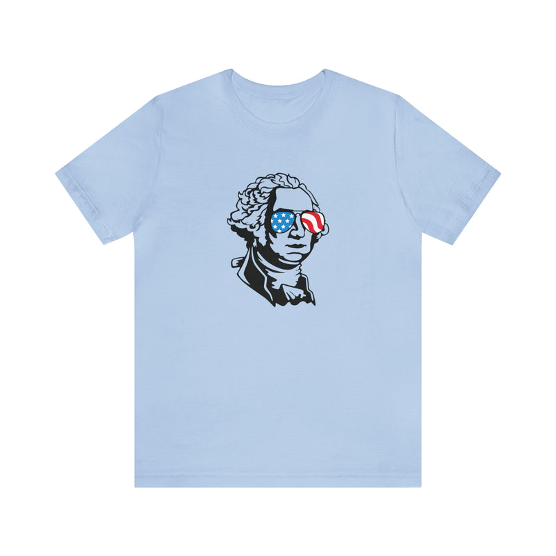 George Washington with Sunglasses Jersey Short Sleeve Tee - Soft & Comfortable - Funny & Patriotic Clothing - Made in the USA