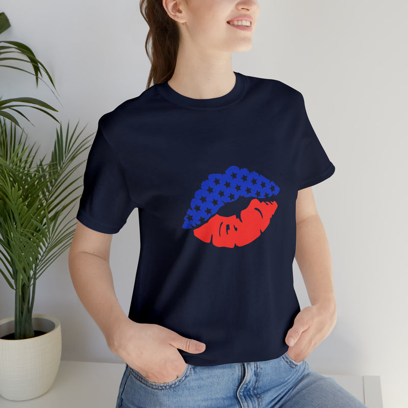 American Lips Short Sleeve Tee - Soft & Comfortable - Patriotic Clothing - Made in the USA