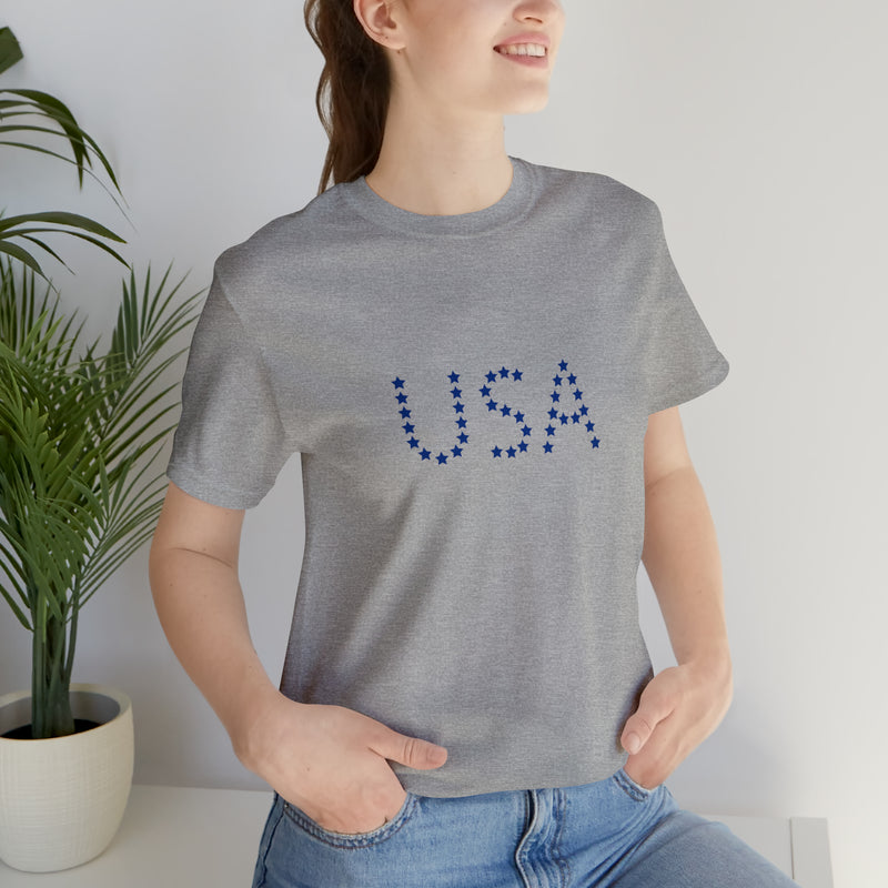 Blue USA Stars Short Sleeve Tee - Patriotic Clothing - Made in the USA