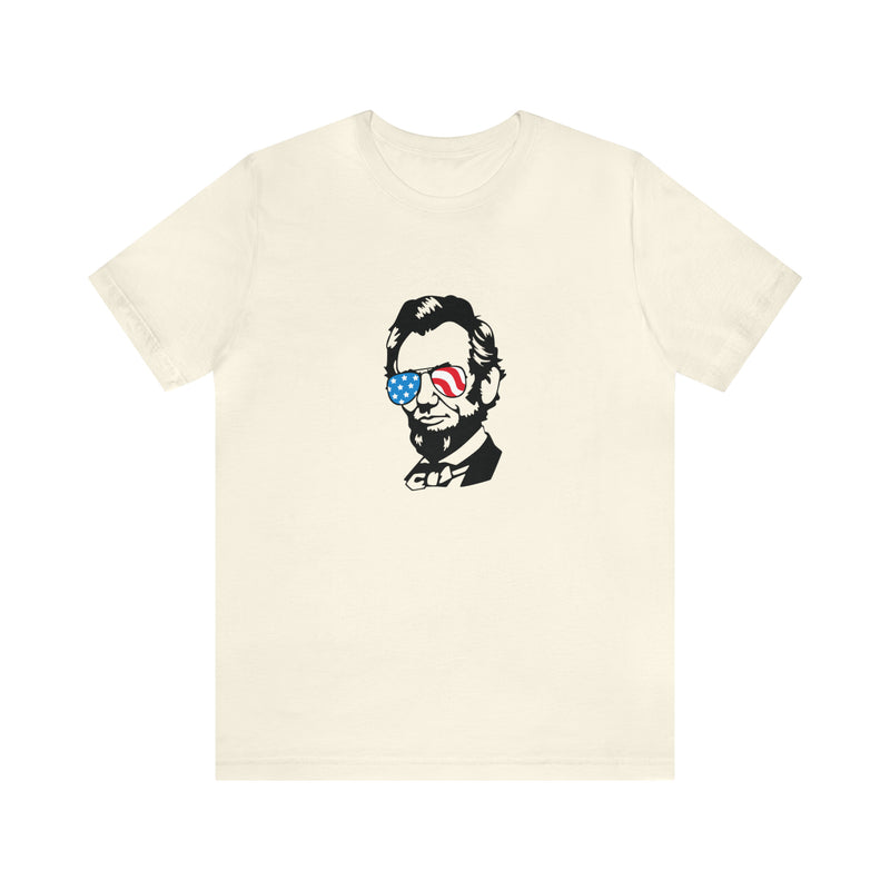 Abraham Lincoln with Sunglasses Jersey Short Sleeve Tee - Funny & Patriotic Clothing - Made in the USA