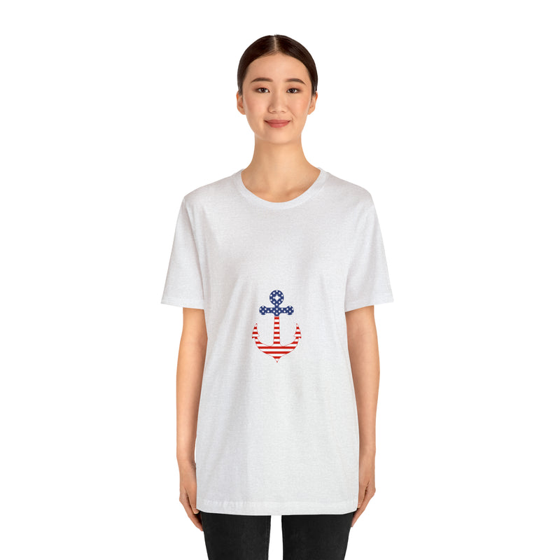 American Flag Anchor Short Sleeve Tee - Patriotic Clothing - Made in the USA