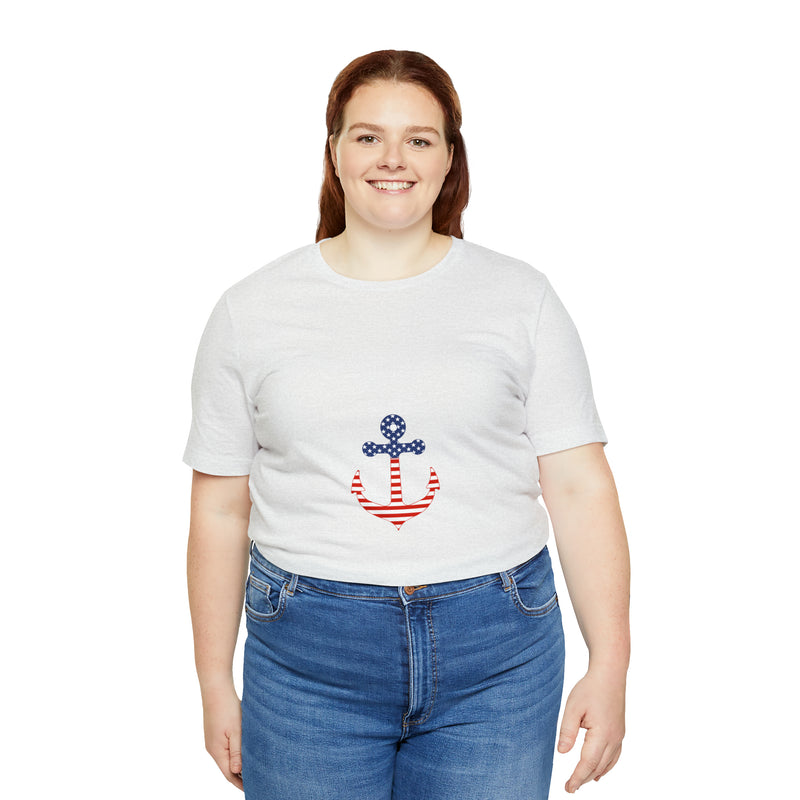 American Flag Anchor Short Sleeve Tee - Patriotic Clothing - Made in the USA