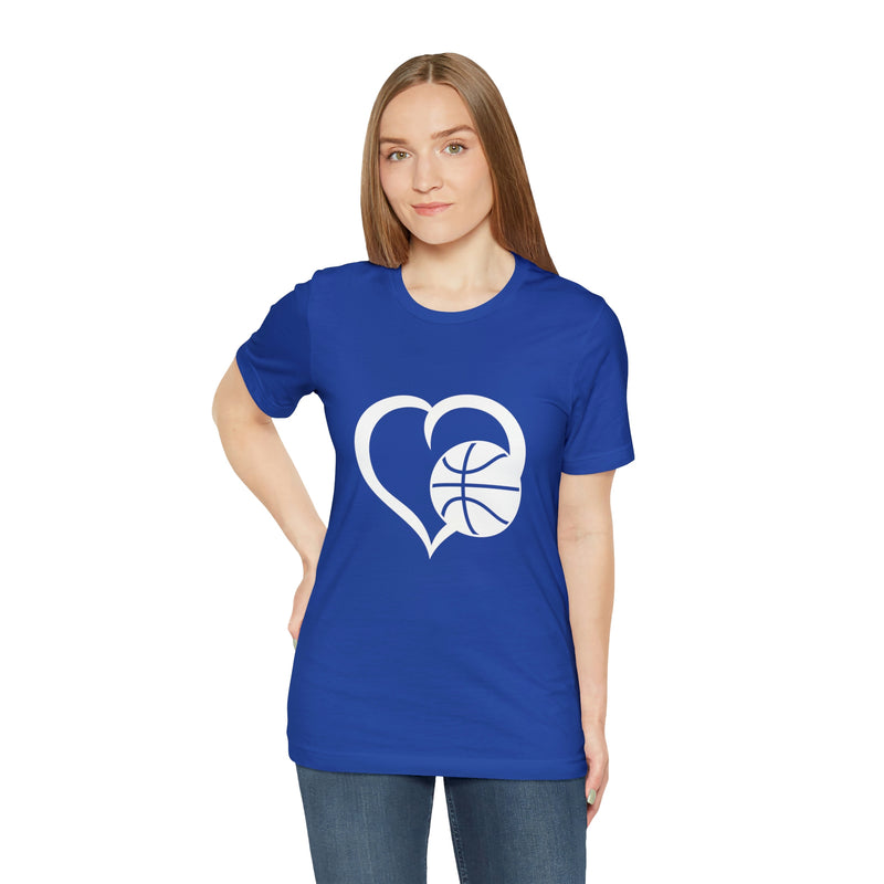 Basketball Heart Short-Sleeve Tee - Cute & Stylish T-Shirt for Basketball Lovers - Soft & Comfortable - Made in the USA