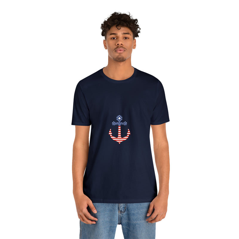 American Flag Anchor Short Sleeve Tee - Patriotic Clothing - Made in the USA