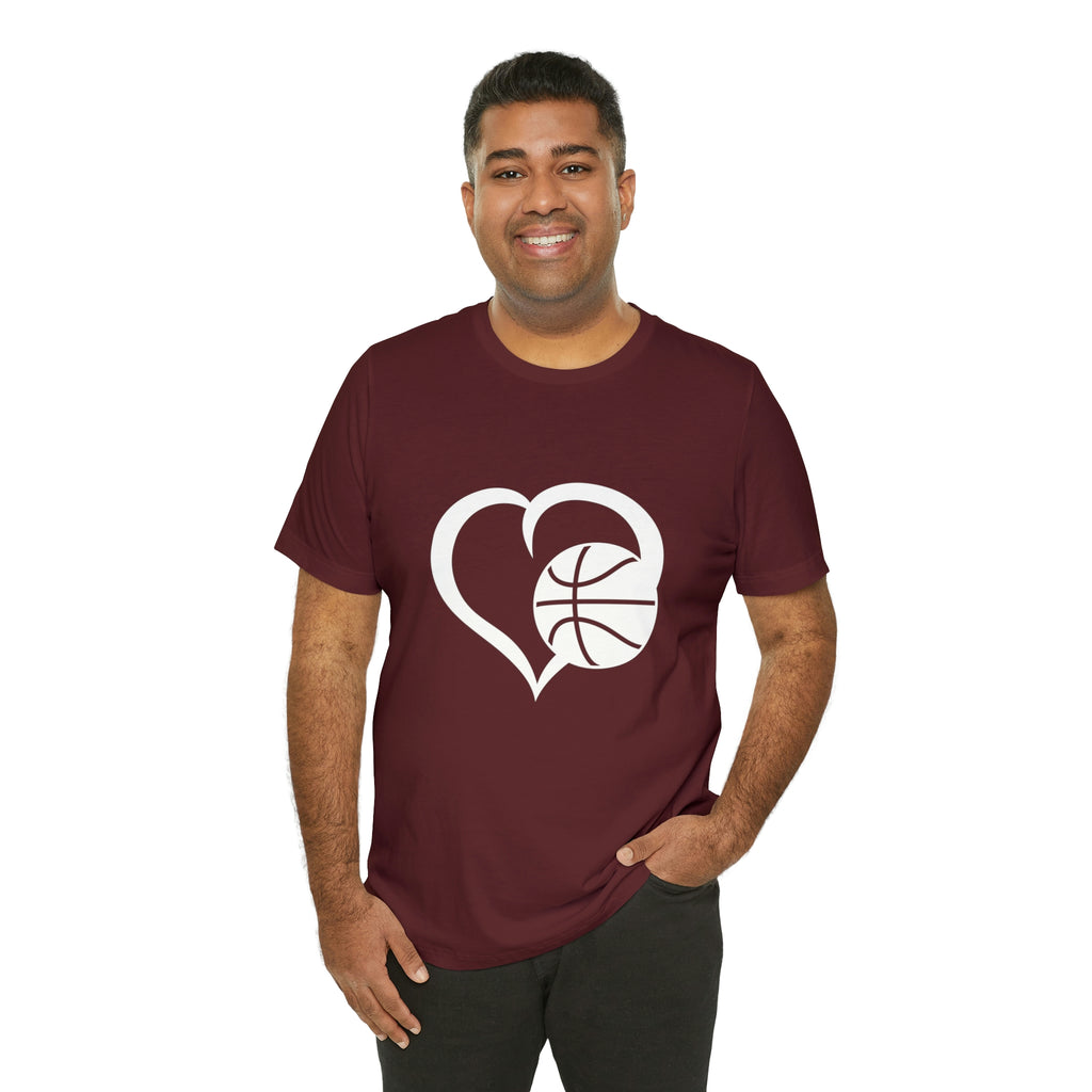 Basketball Heart Short-Sleeve Tee - Cute & Stylish T-Shirt for Basketball Lovers - Soft & Comfortable