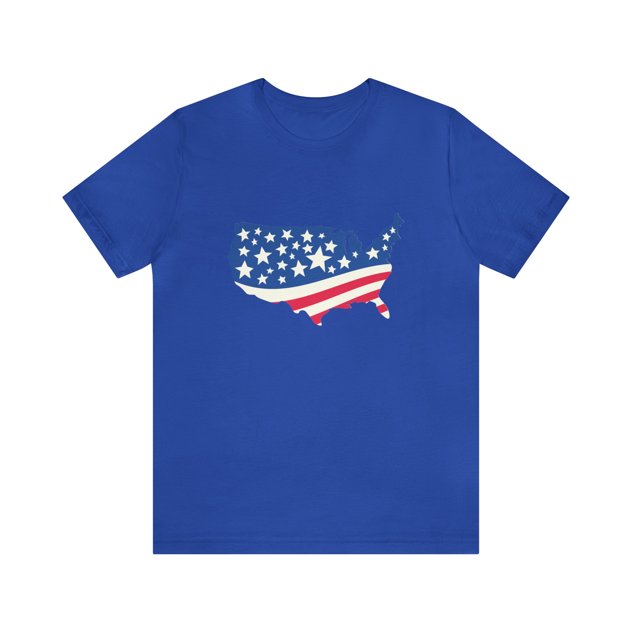 4th of July American Flag Map Jersey Short Sleeve Tee - Soft & Comfortable - Patriotic Clothing - Made in the USA