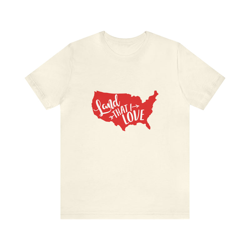 Land That I Love USA Map Jersey Short Sleeve Tee - Soft & Comfortable - Patriotic Clothing - Made in the USA