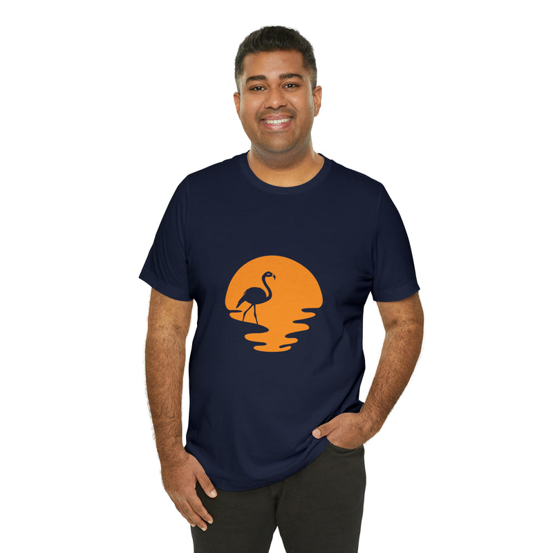 Flamingo Sunset Unisex Jersey Short-Sleeve Tee - Tropical & Relaxing T-Shirt for Flamingo Lovers - Soft & Comfortable - Made in the USA