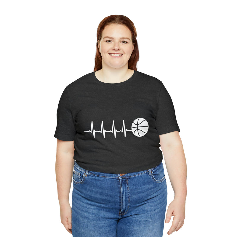 Basketball Pulse Short-Sleeve Tee - Funny & Fan T-Shirt for Basketball Lovers - Soft & Comfortable - Made in the USA