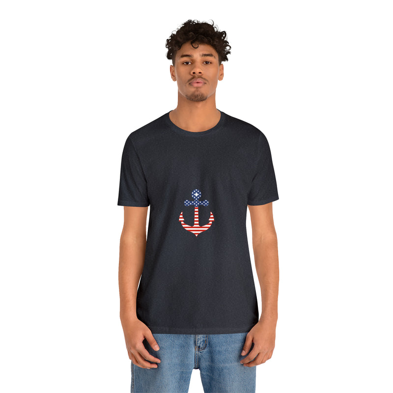 American Flag Anchor Short Sleeve Tee - Patriotic Clothing - Made in the USA