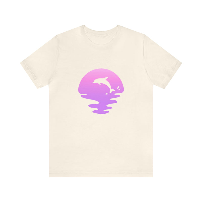 Dolphin Sunset Jersey Short-Sleeve Tee - Ocean Inspired T-Shirt for Women & Men - Soft & Comfortable - Made in the USA