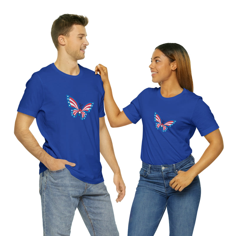 Patriotic Butterfly Jersey Short Sleeve Tee - Soft & Comfortable - Patriotic Clothing - Made in the USA