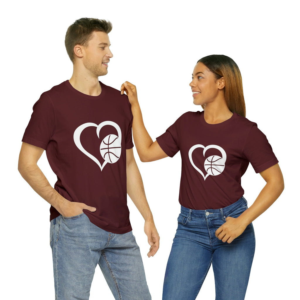 Basketball Heart Short-Sleeve Tee - Cute & Stylish T-Shirt for Basketball Lovers - Soft & Comfortable