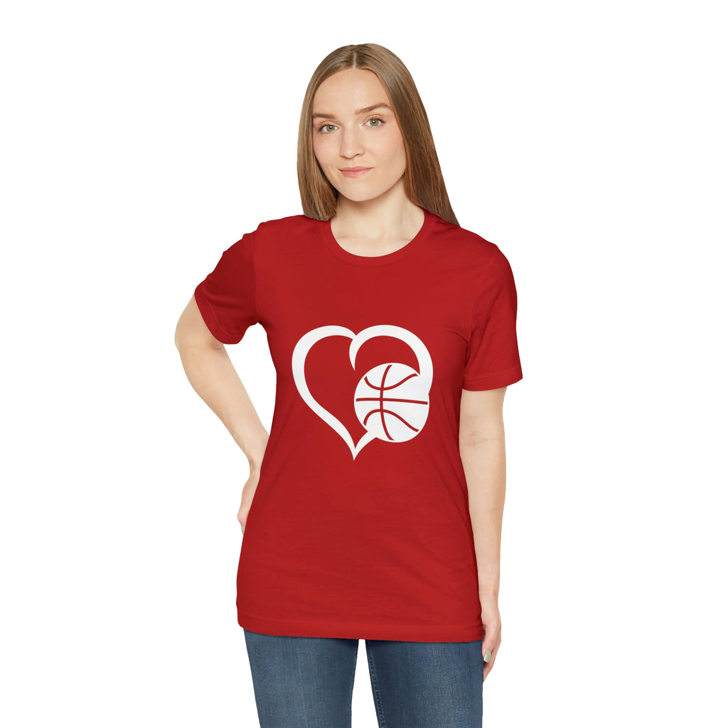 Basketball Heart Short-Sleeve Tee - Cute & Stylish T-Shirt for Basketball Lovers - Soft & Comfortable