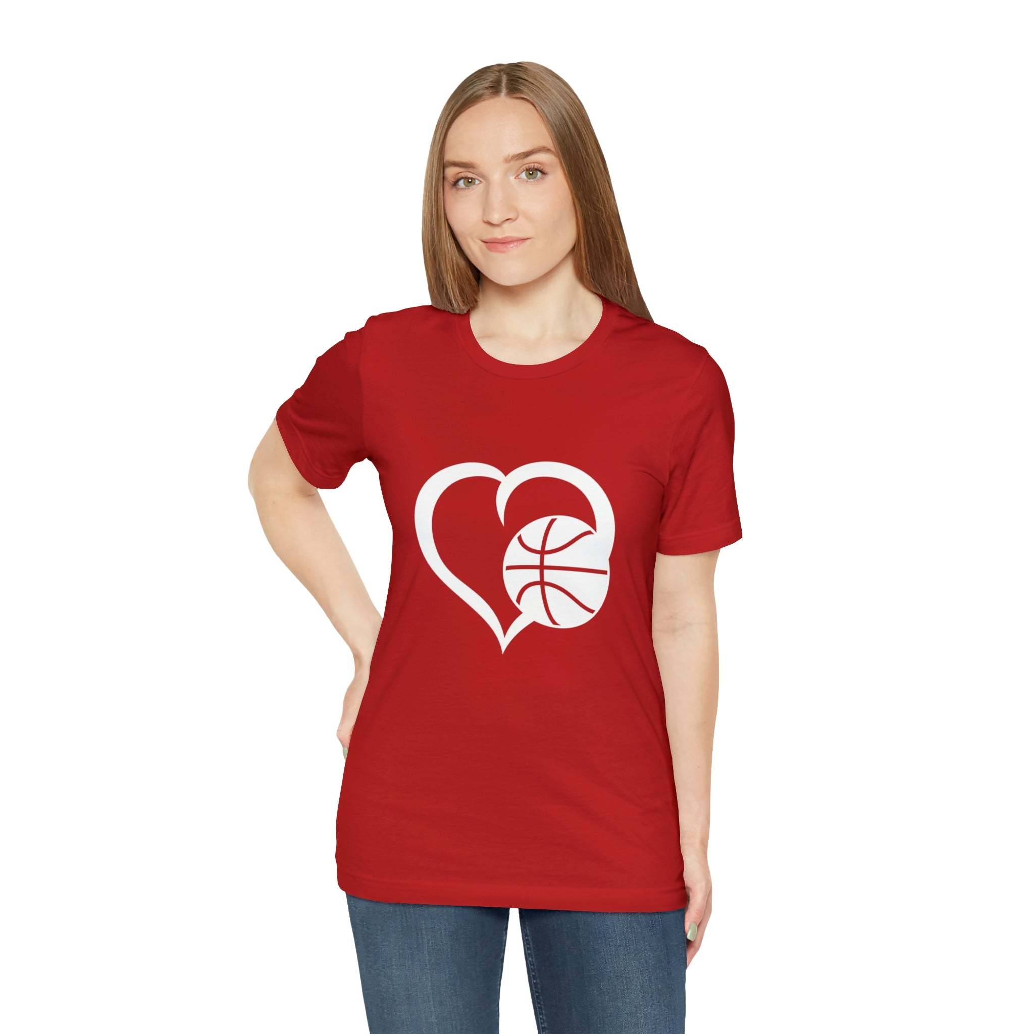 Basketball Heart Short-Sleeve Tee - Cute & Stylish T-Shirt for Basketball Lovers - Soft & Comfortable