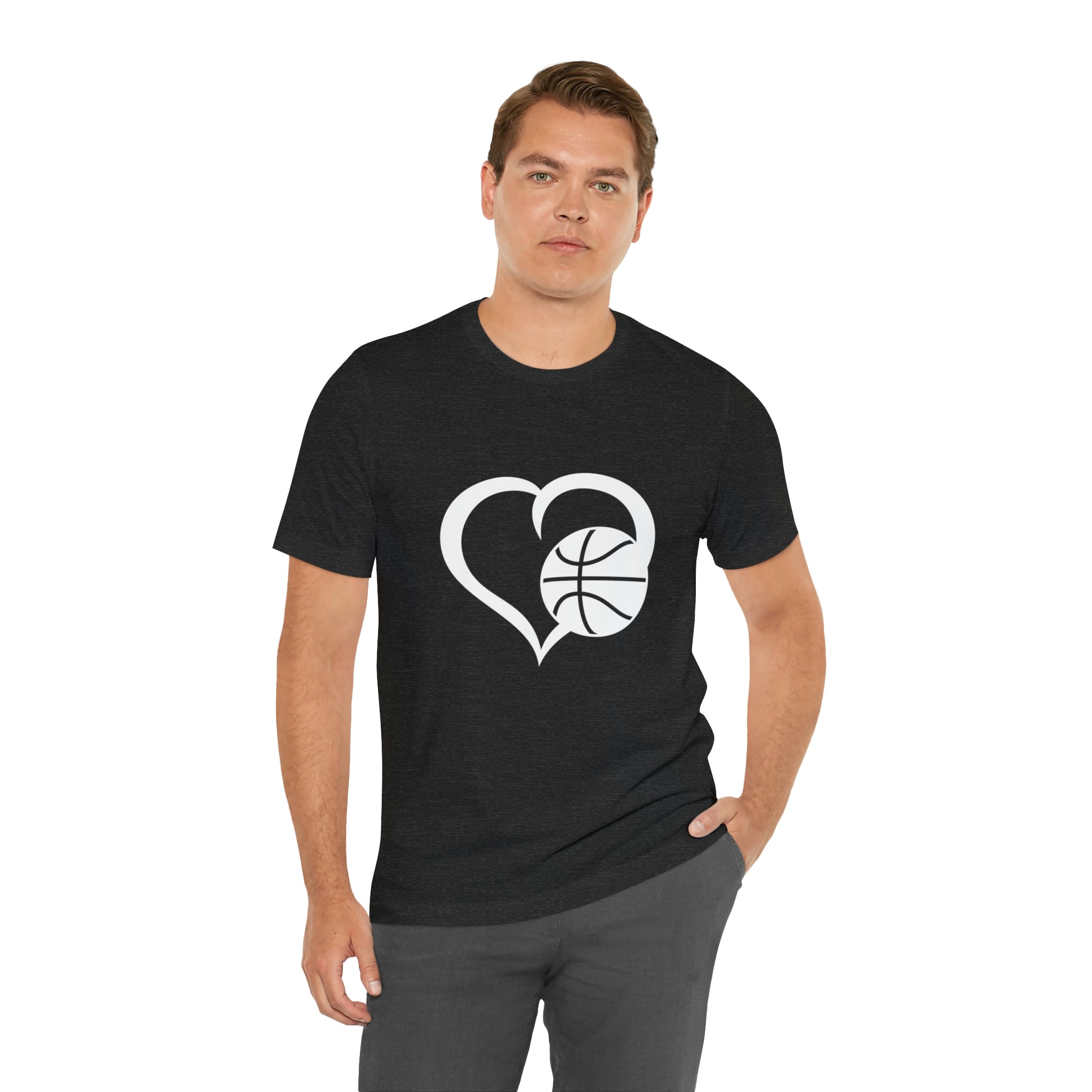 Basketball Heart Short-Sleeve Tee - Cute & Stylish T-Shirt for Basketball Lovers - Soft & Comfortable