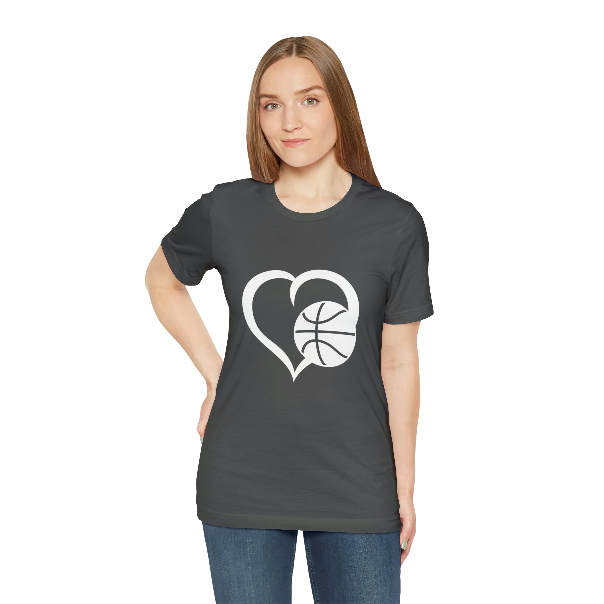 Basketball Heart Short-Sleeve Tee - Cute & Stylish T-Shirt for Basketball Lovers - Soft & Comfortable