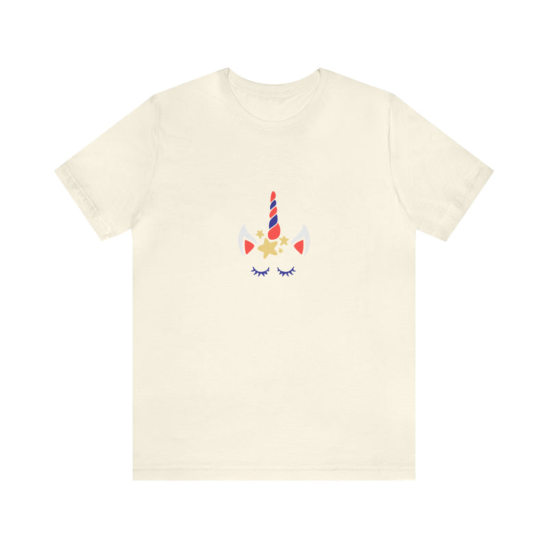 4th of July Unicorn with Stars Jersey Short Sleeve Tee - Soft & Comfortable - Patriotic Clothing - Made in the USA