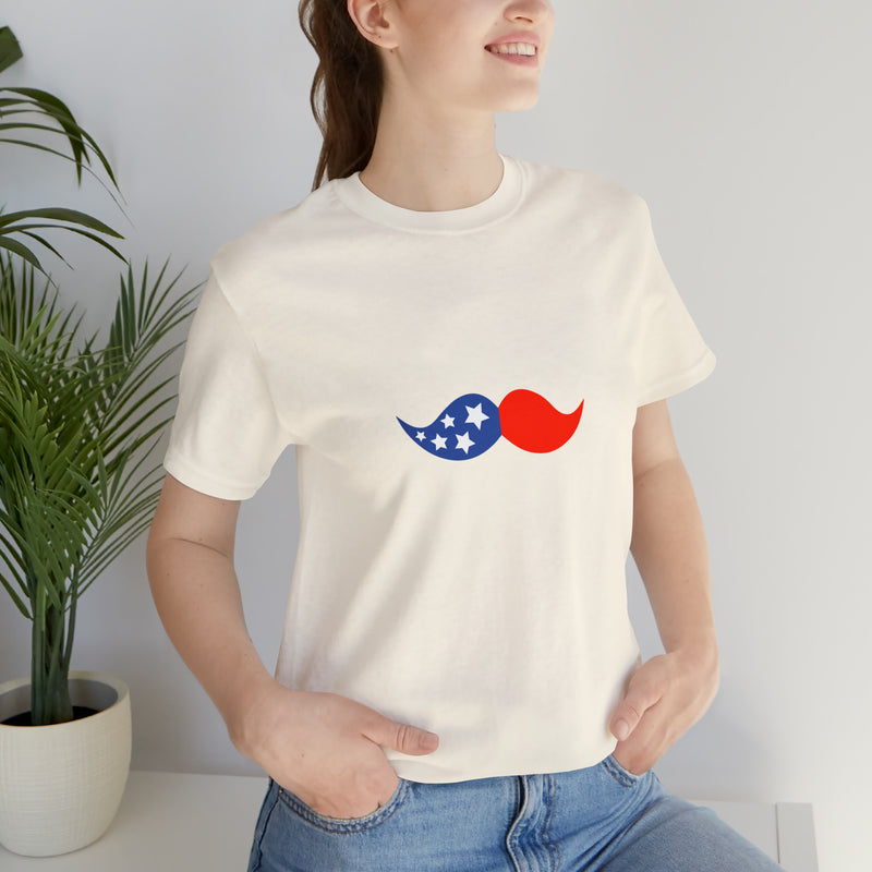 4th of July Mustache Jersey Short Sleeve Tee - Soft & Comfortable - Patriotic Clothing - Made in the USA