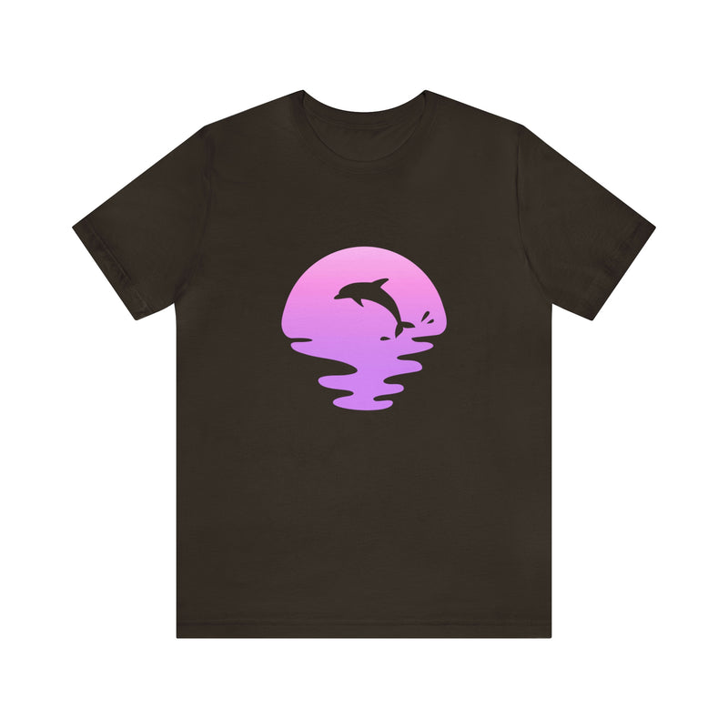 Dolphin Sunset Jersey Short-Sleeve Tee - Ocean Inspired T-Shirt for Women & Men - Soft & Comfortable - Made in the USA