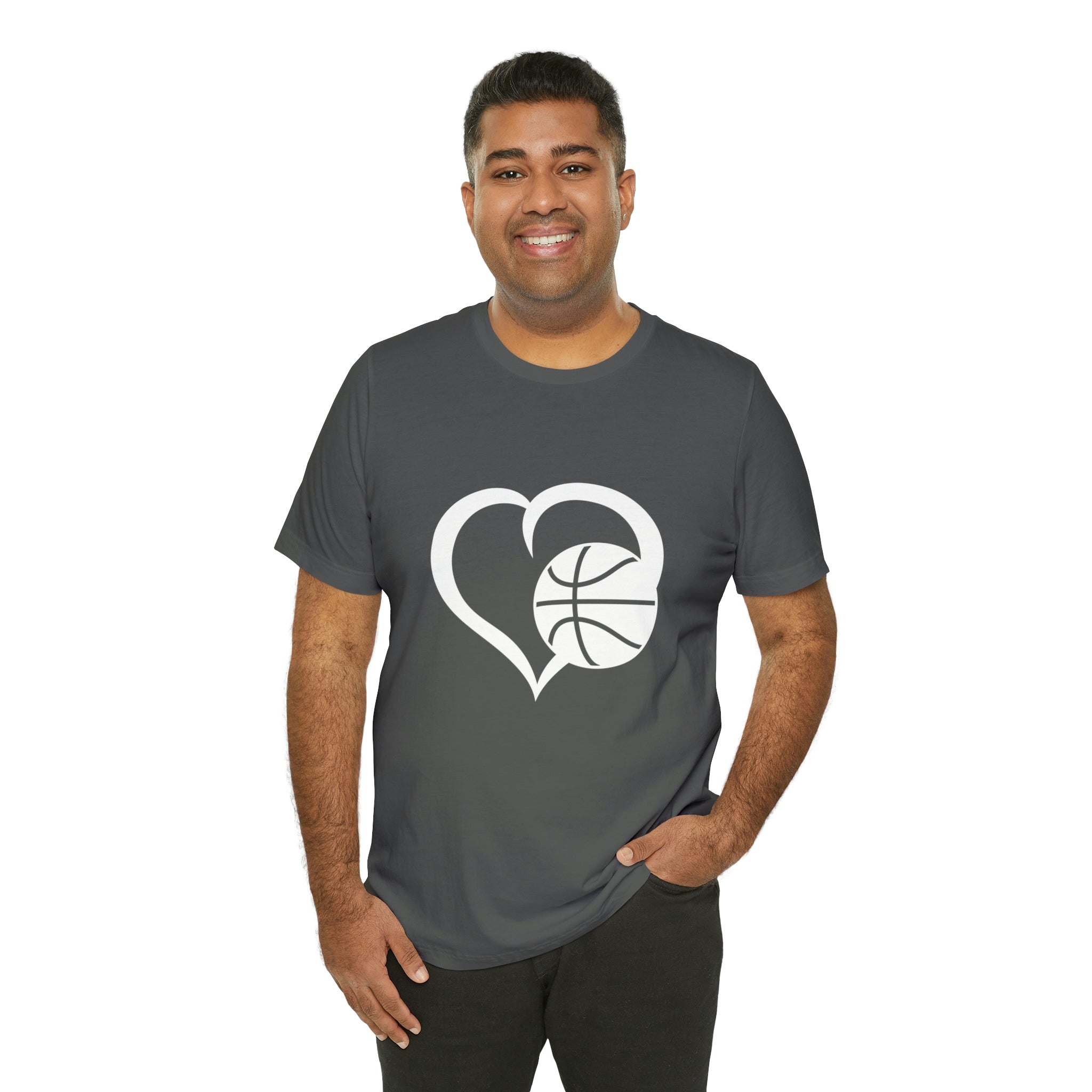 Basketball Heart Short-Sleeve Tee - Cute & Stylish T-Shirt for Basketball Lovers - Soft & Comfortable