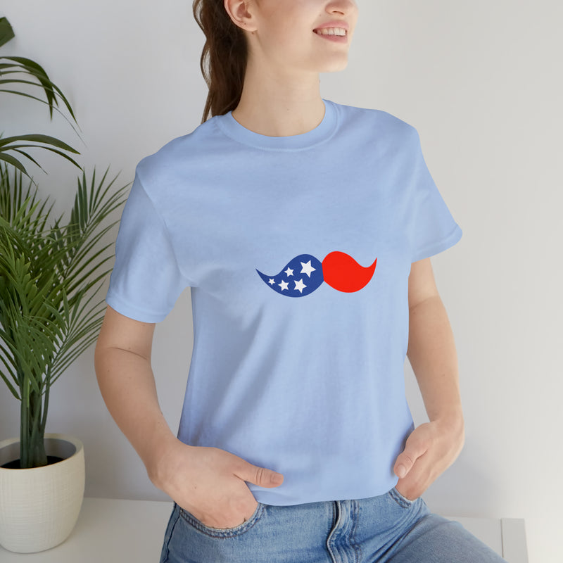 4th of July Mustache Jersey Short Sleeve Tee - Soft & Comfortable - Patriotic Clothing - Made in the USA