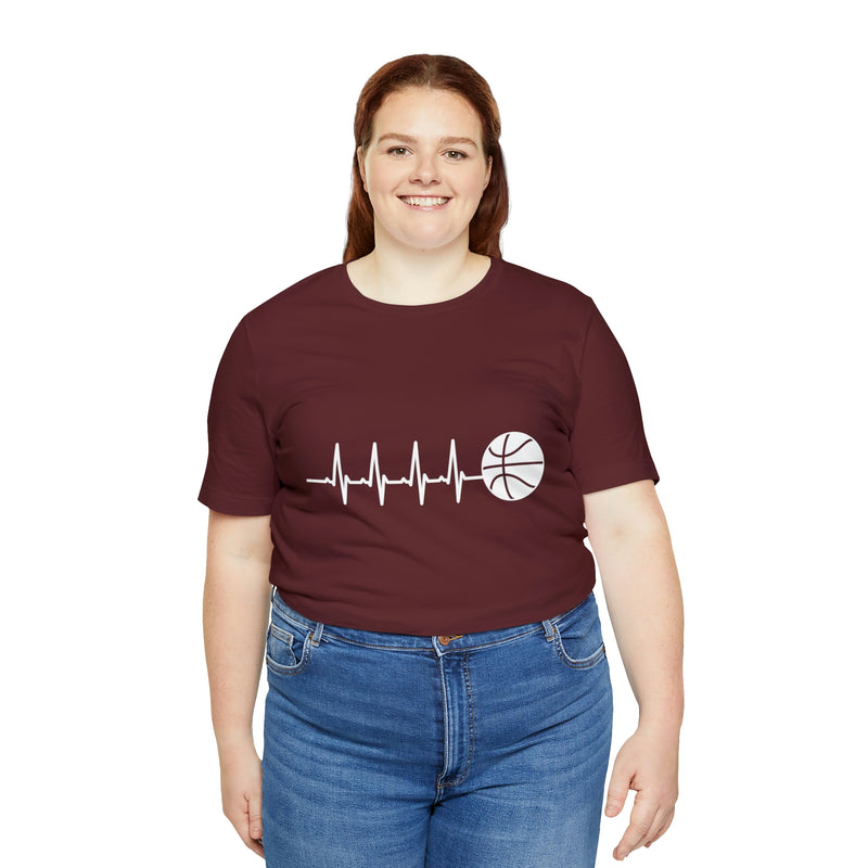 Basketball Pulse Short-Sleeve Tee - Funny & Fan T-Shirt for Basketball Lovers - Soft & Comfortable - Made in the USA