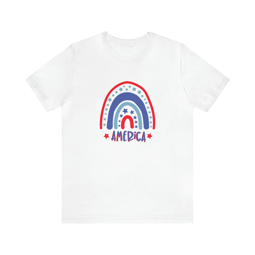America Rainbow Short Sleeve Tee - Soft & Comfortable - Patriotic Clothing - Made in the USA