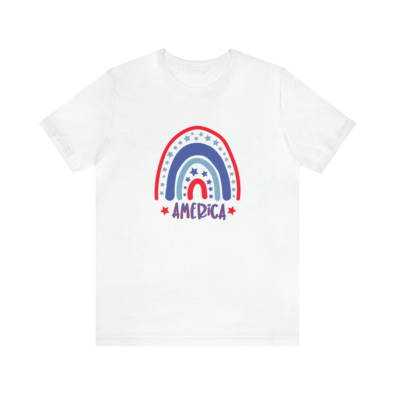 America Rainbow Short Sleeve Tee - Soft & Comfortable - Patriotic Clothing - Made in the USA