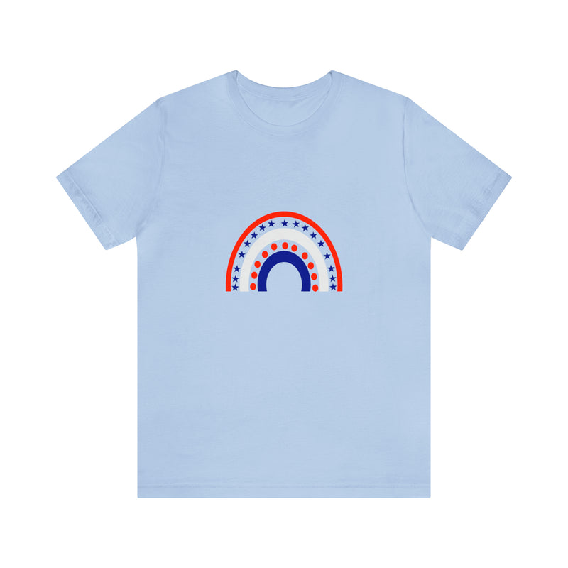 4th of July Rainbow Jersey Short Sleeve Tee - Soft & Comfortable - Patriotic Clothing - Made in the USA