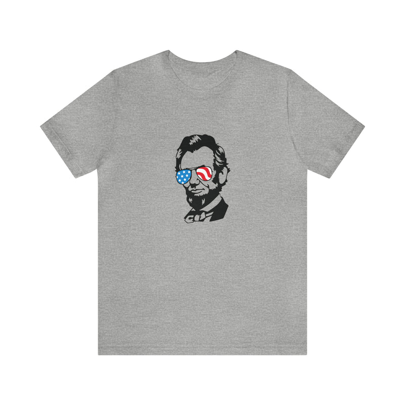 Abraham Lincoln with Sunglasses Jersey Short Sleeve Tee - Funny & Patriotic Clothing - Made in the USA