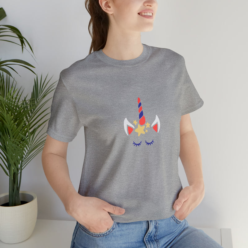 4th of July Unicorn with Stars Jersey Short Sleeve Tee - Soft & Comfortable - Patriotic Clothing - Made in the USA