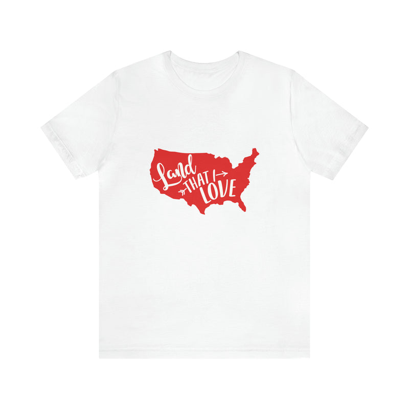 Land That I Love USA Map Jersey Short Sleeve Tee - Soft & Comfortable - Patriotic Clothing - Made in the USA