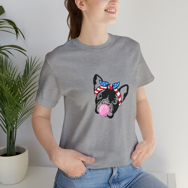 Patriotic French Bulldog Pup Jersey Short Sleeve Tee - Soft & Comfortable - Patriotic Clothing - Made in the USA